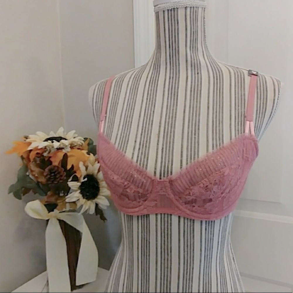 🆕💖✨ Victoria's Secret Dream Angels Bra 32DDD pink & gold sparkles NWT